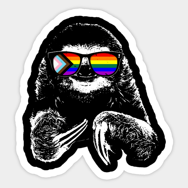 Pride Sloth LGBTQ Progress Pride Flag Sunglasses Sticker by wheedesign